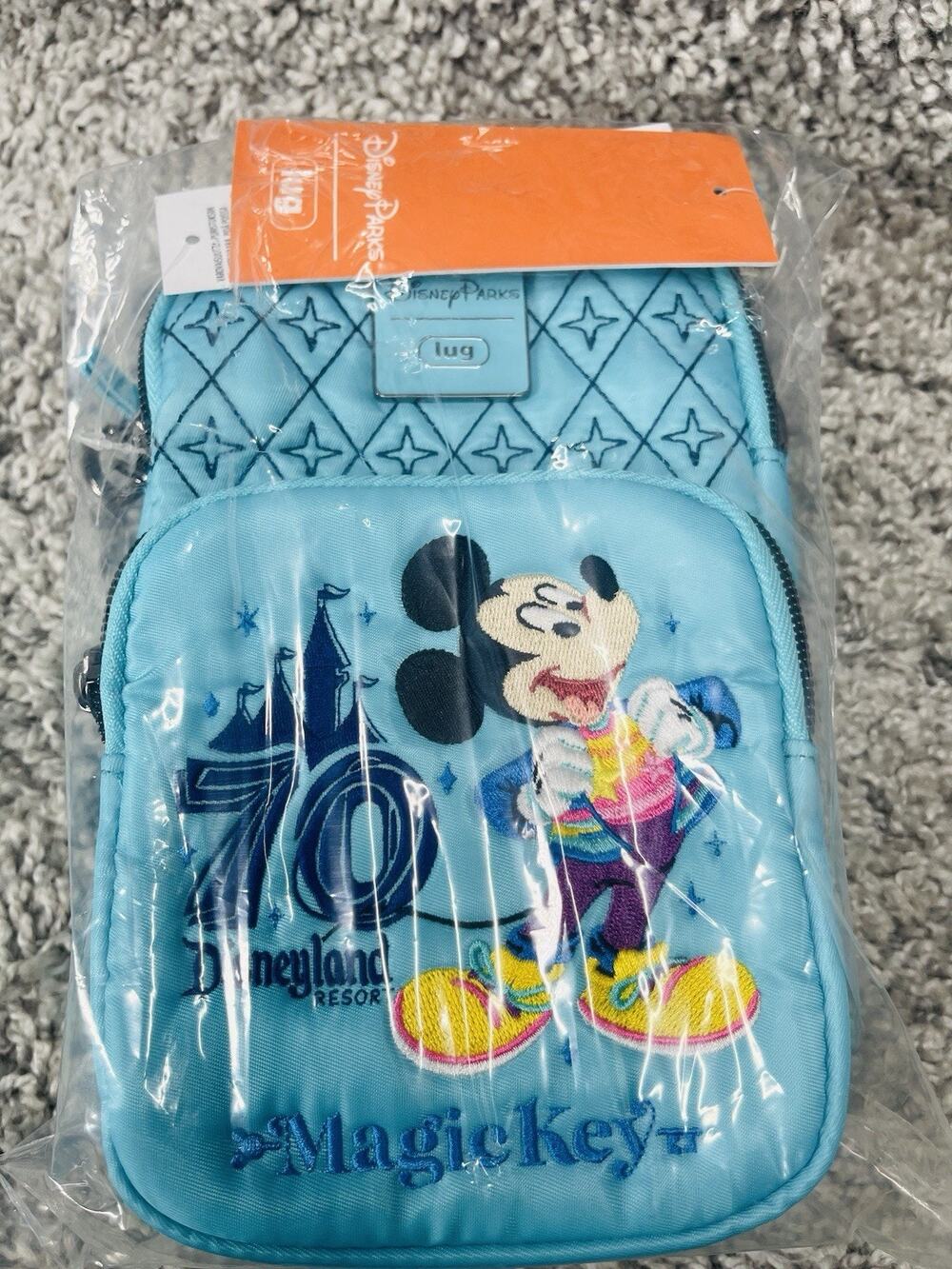 Disneyland 70th Celebration Magic Key Mickey Lug Convertible Crossbody Bag New